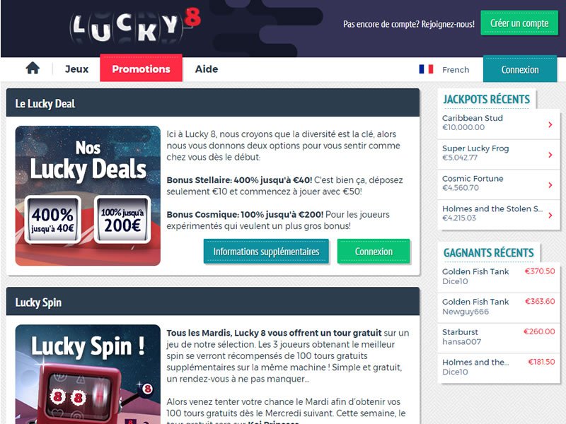 Casino Lucky8 - apercu de caisse