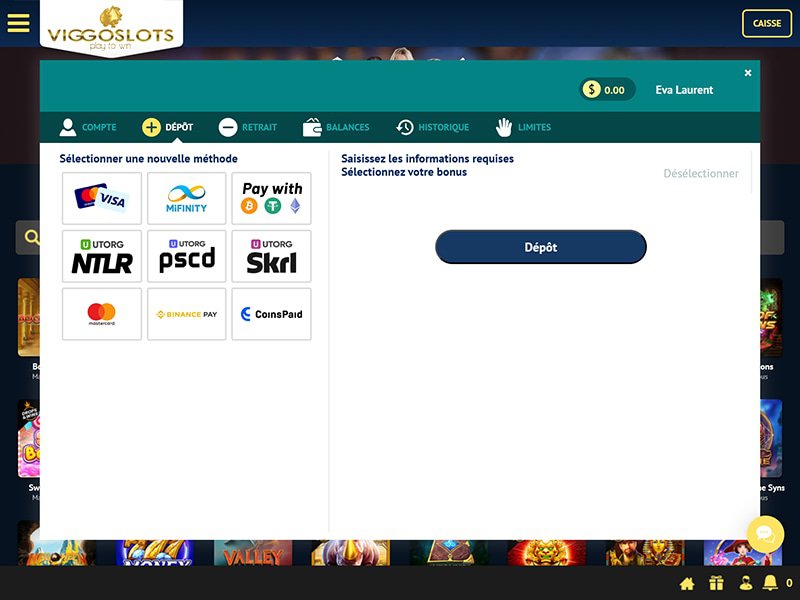 ViggoSlots - apercu de caisse