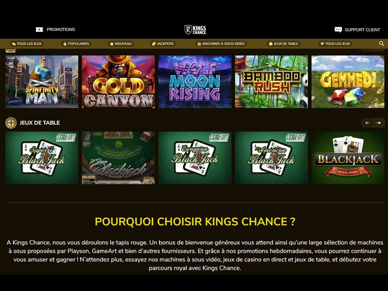 Kings Chance Casino - apercu de logiciel