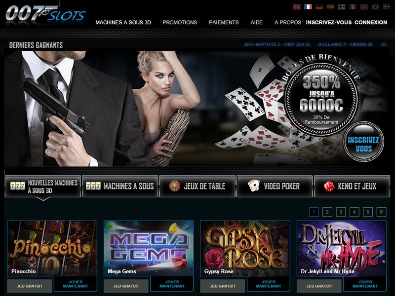 007Slots Casino - apercu de site