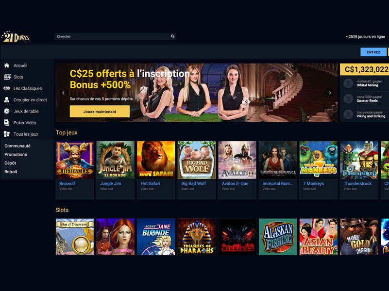 21Dukes Casino - apercu de site