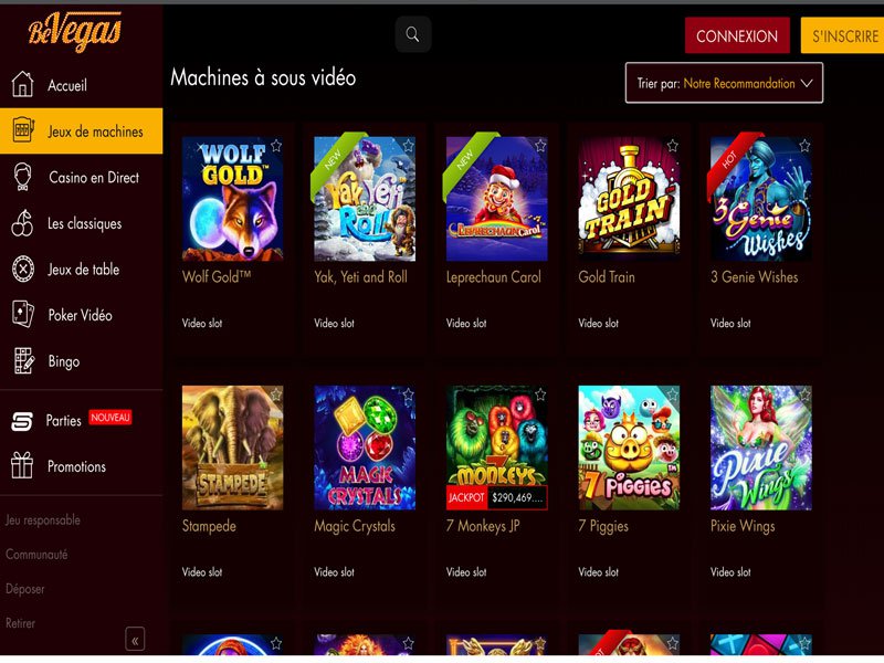 BeVegas Casino - apercu de site