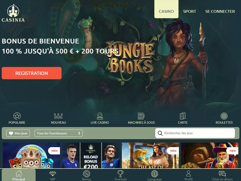 Casinia Casino - apercu de site