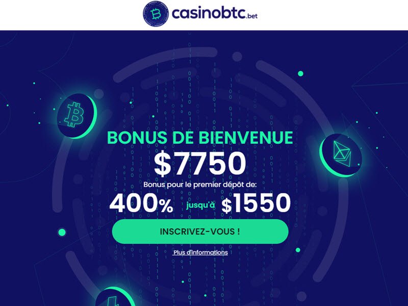 CasinoBTC - apercu de site