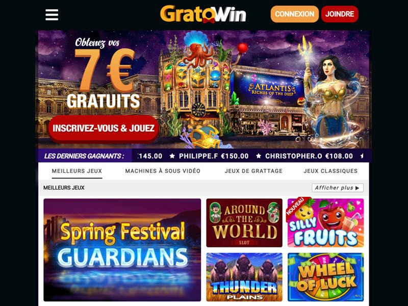 Gratowin Casino - apercu de site
