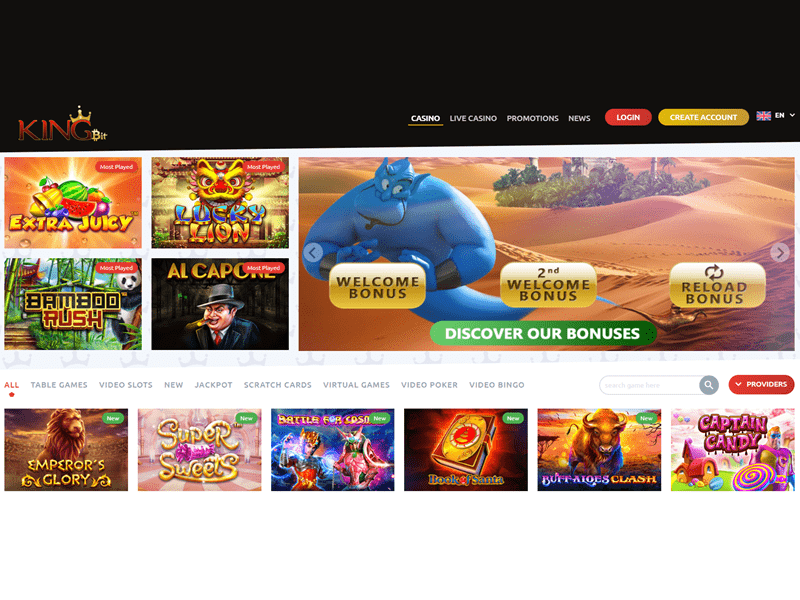 Kingbit Casino - apercu de site