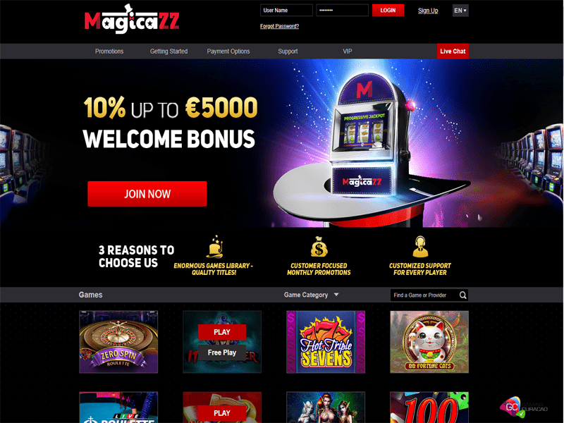 Magicazz Casino - apercu de site