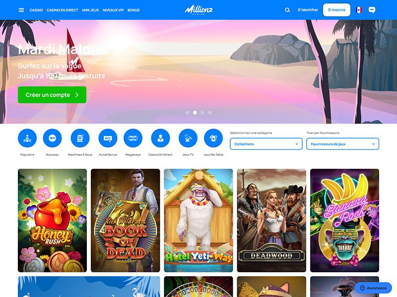 Millionz Casino - apercu de site