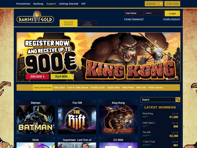 Ramses Gold Casino - apercu de site