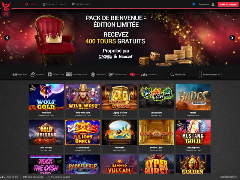 Royal Rabbit Casino - apercu de site