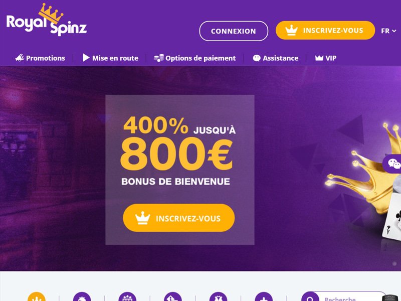 Royal Spinz - apercu de site