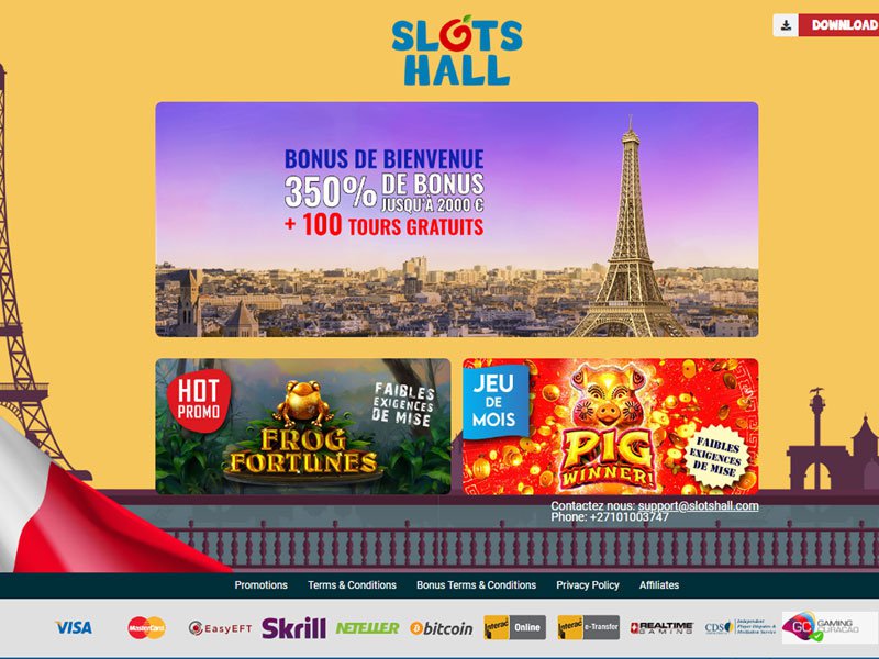 Slotshall Casino - apercu de site