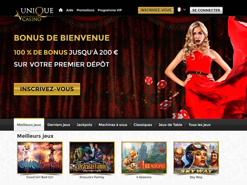 Unique Casino - apercu de site