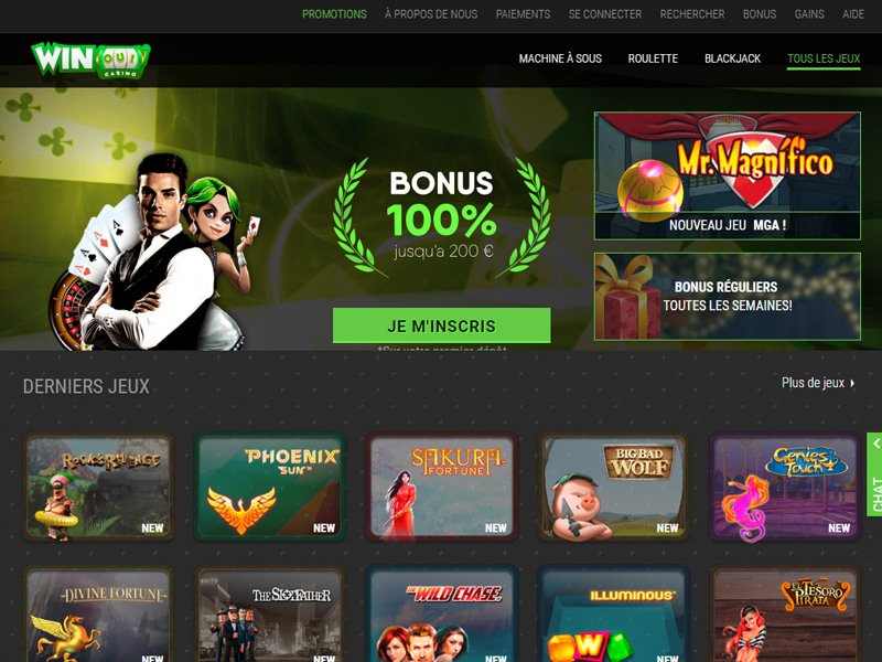 Winoui Casino - apercu de site